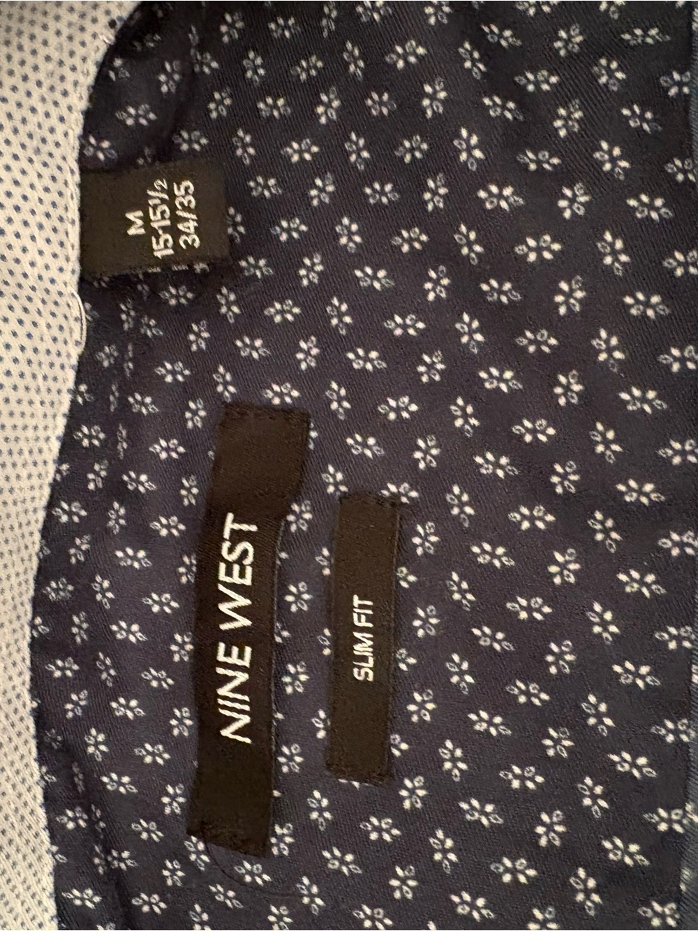 Nine West Slim Fit Men’s Dress Shirt Blue Pattern NWOT - Picture 3 of 4
